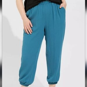 ❤️3/$12 Torrid 2 TALL Pull-On Washable Gauze High Rise Jogger In Bluesteel 2T
